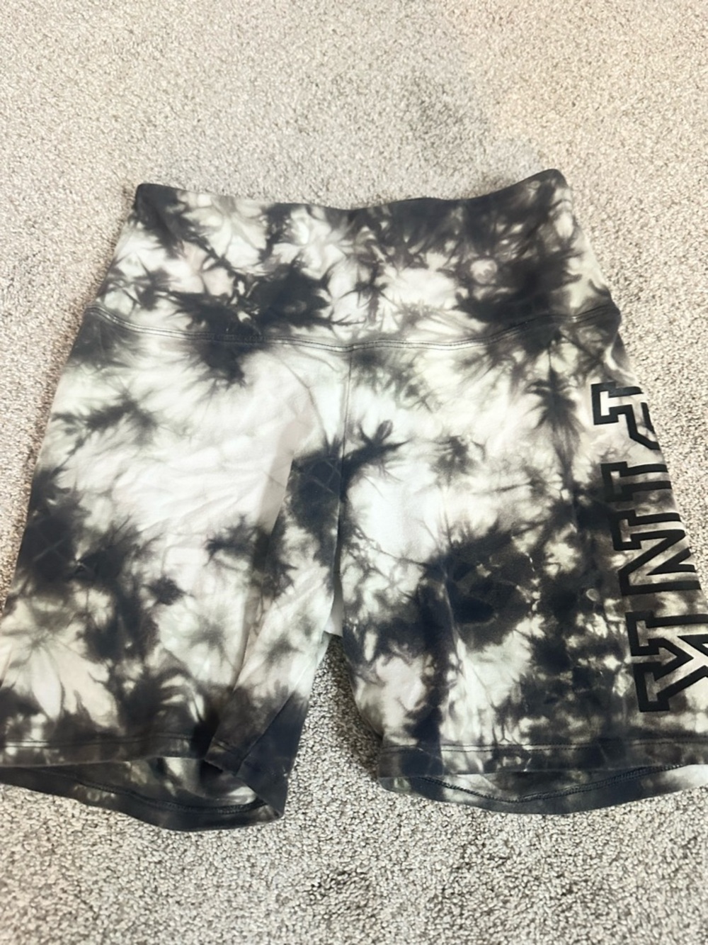 PINK Victoria's Secret Black and White Tie-Dye Bike Shorts